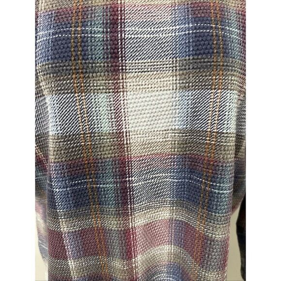 DWSF Plaid Sweater Women’s Medium Waffle Textured Muted Colors - Picture 2 of 7